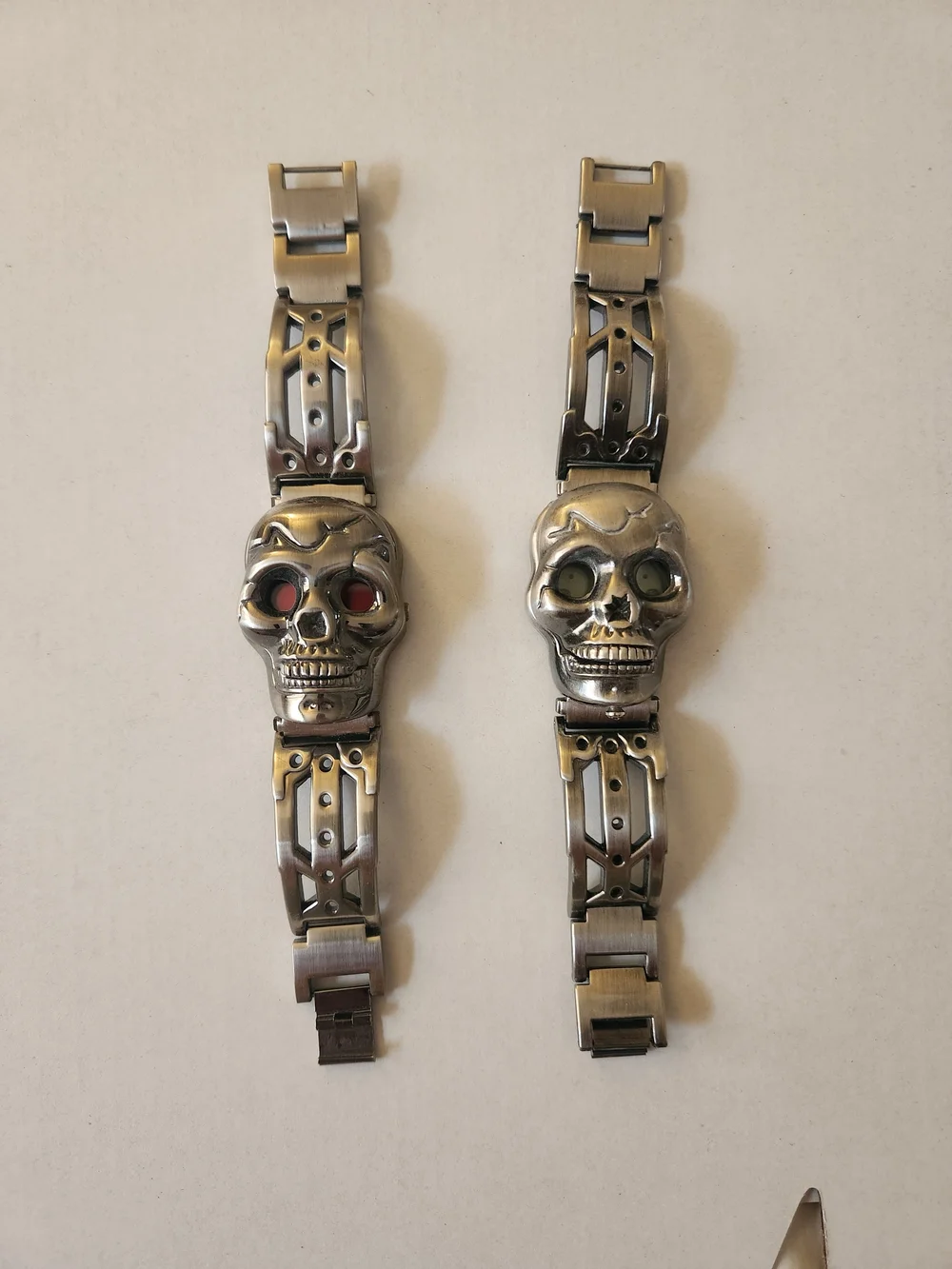 Men's Skull Link Watch Bracelet in Silver-Tone